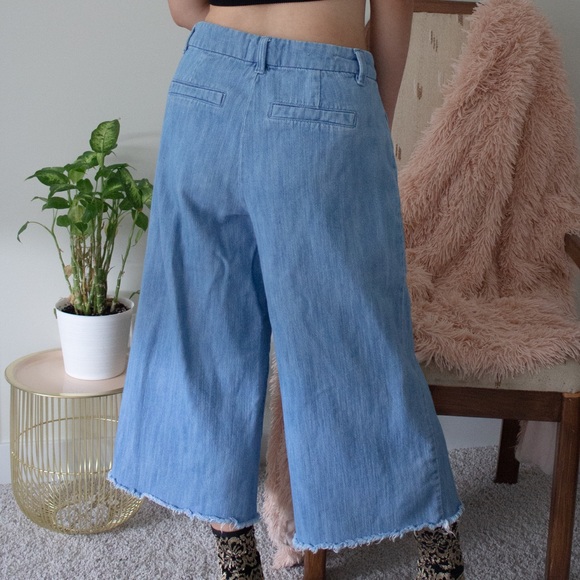 Rachel Roy Wide Leg Denim Pants w/ Frayed Hem / 29 - Picture 3 of 4